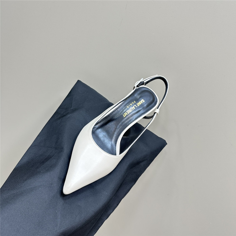 Sa1nt Lau*nt vendome slingback pumps in ivory calfskin