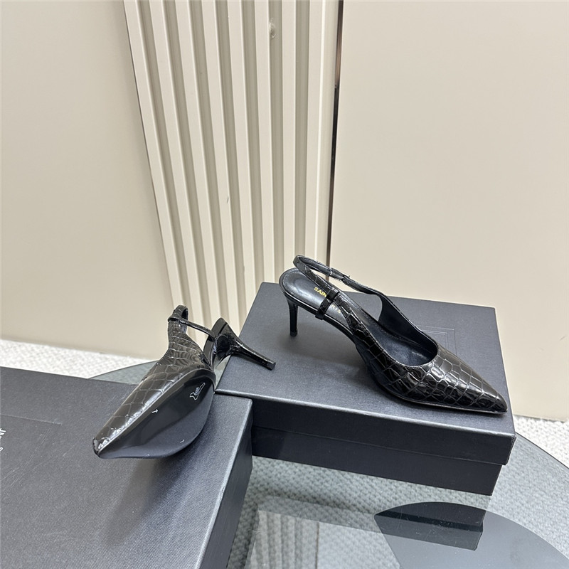 Sa1nt Lau*nt vendome slingback pumps in black croco leather
