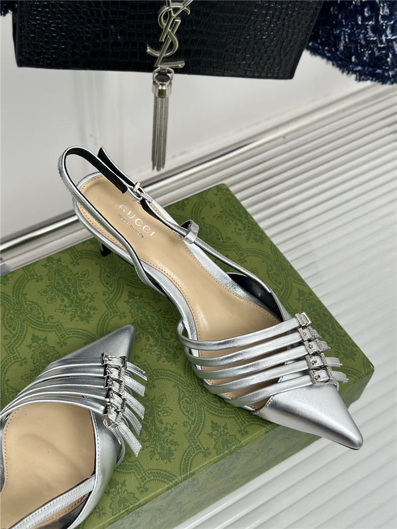 Gvc*1 strappy slingback pump 65mm silver leather