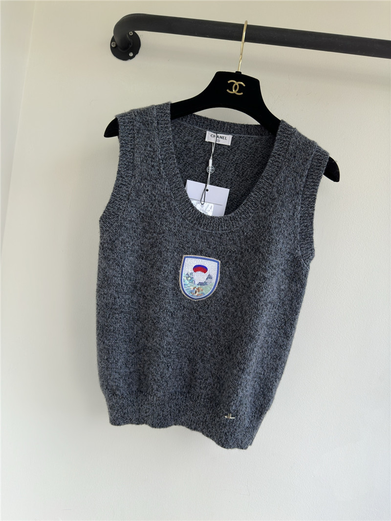 Ch**el embroidered sequined vest replica designer clothes