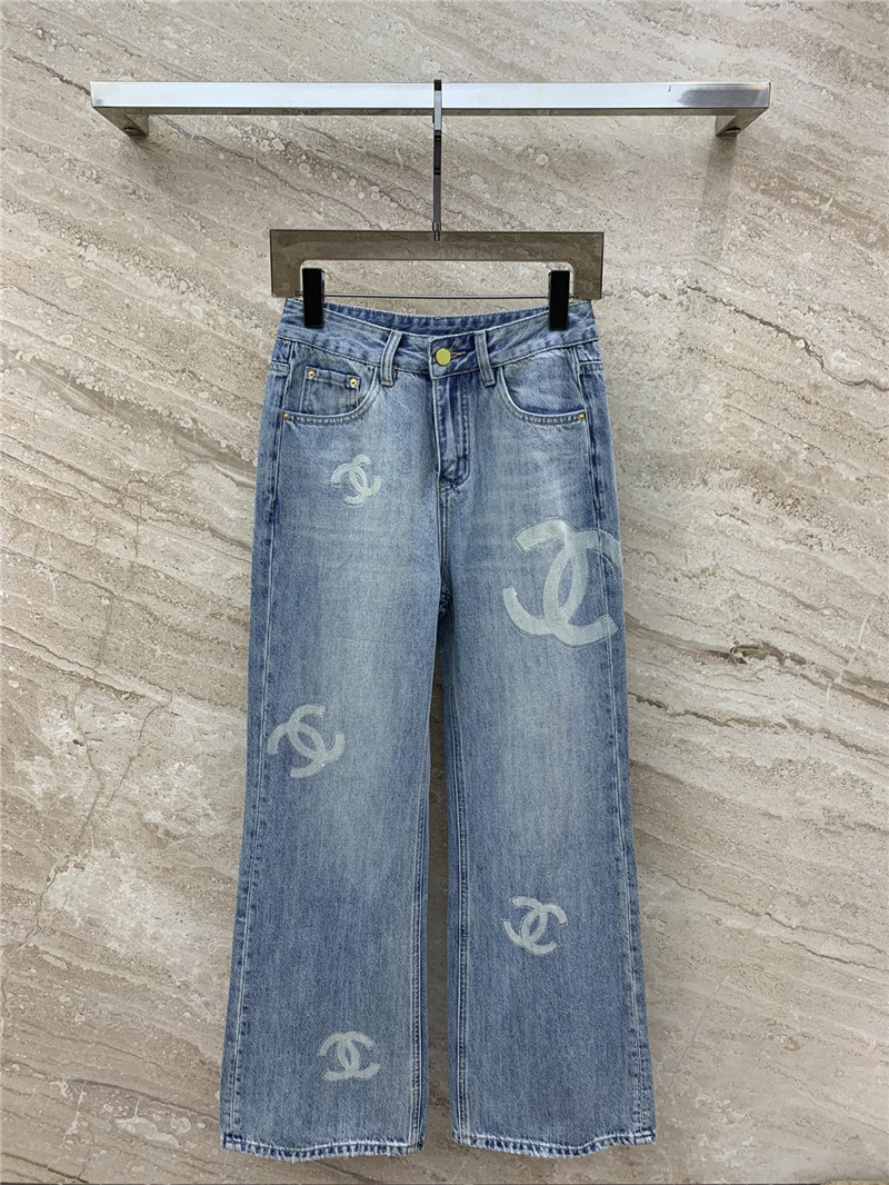 ch**el hot D1am0nd print straight jeans replicas clothes