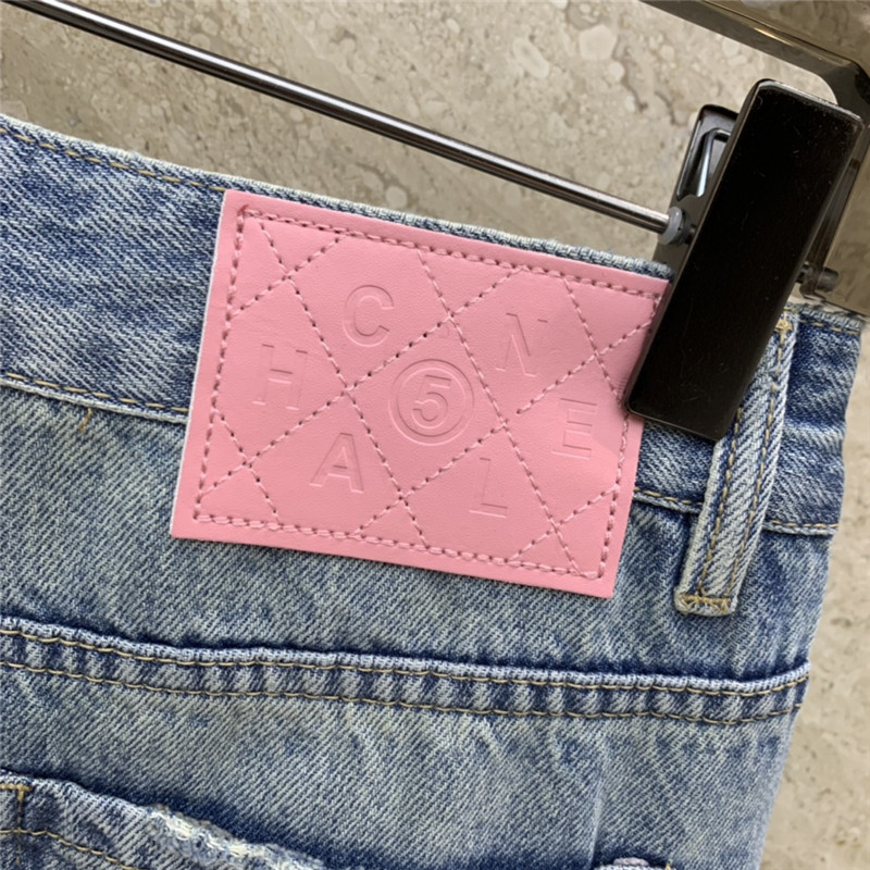 ch**el hot D1am0nd print straight jeans replicas clothes