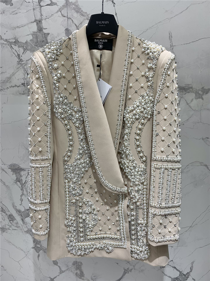 Balmain heavy pearl suit jacket replica d&g clothing