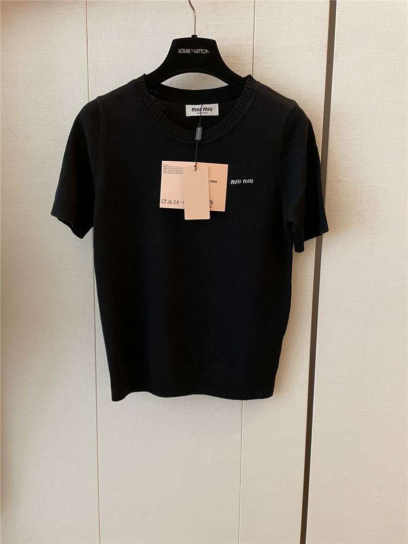 M1um1u logo short-sleeved sweater replica d&g clothing