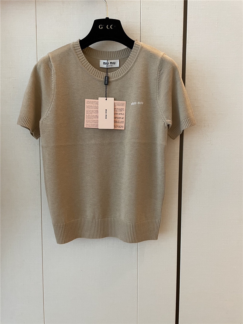 M1um1u logo short-sleeved sweater replica d&g clothing