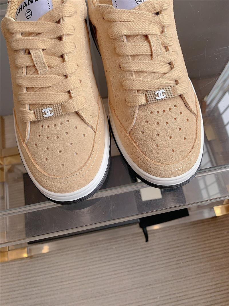 Ch**el brown calfskin lace-up sneakers