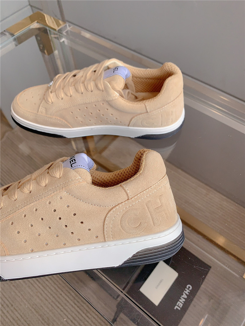 Ch**el brown calfskin lace-up sneakers