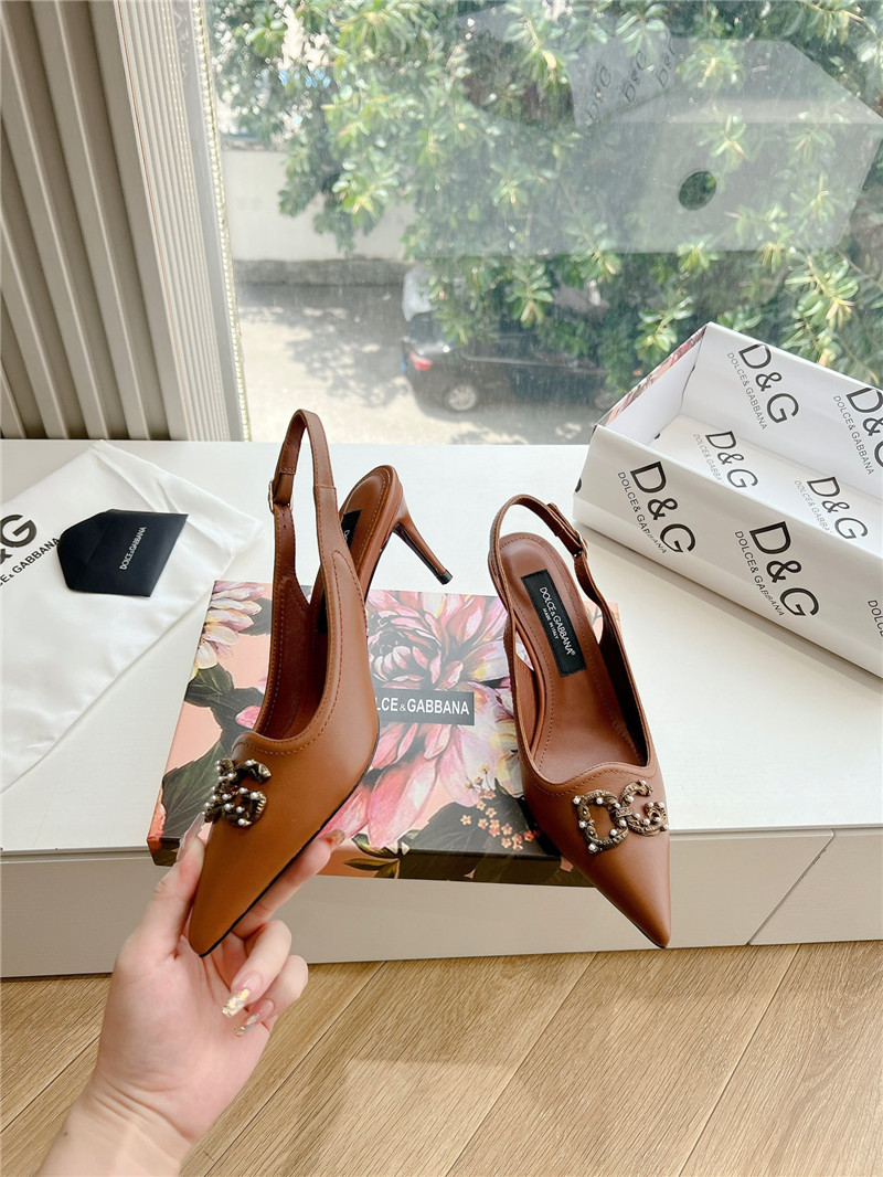 Dolce&Gabbana Brown Calfskin Slingbacks 60mm