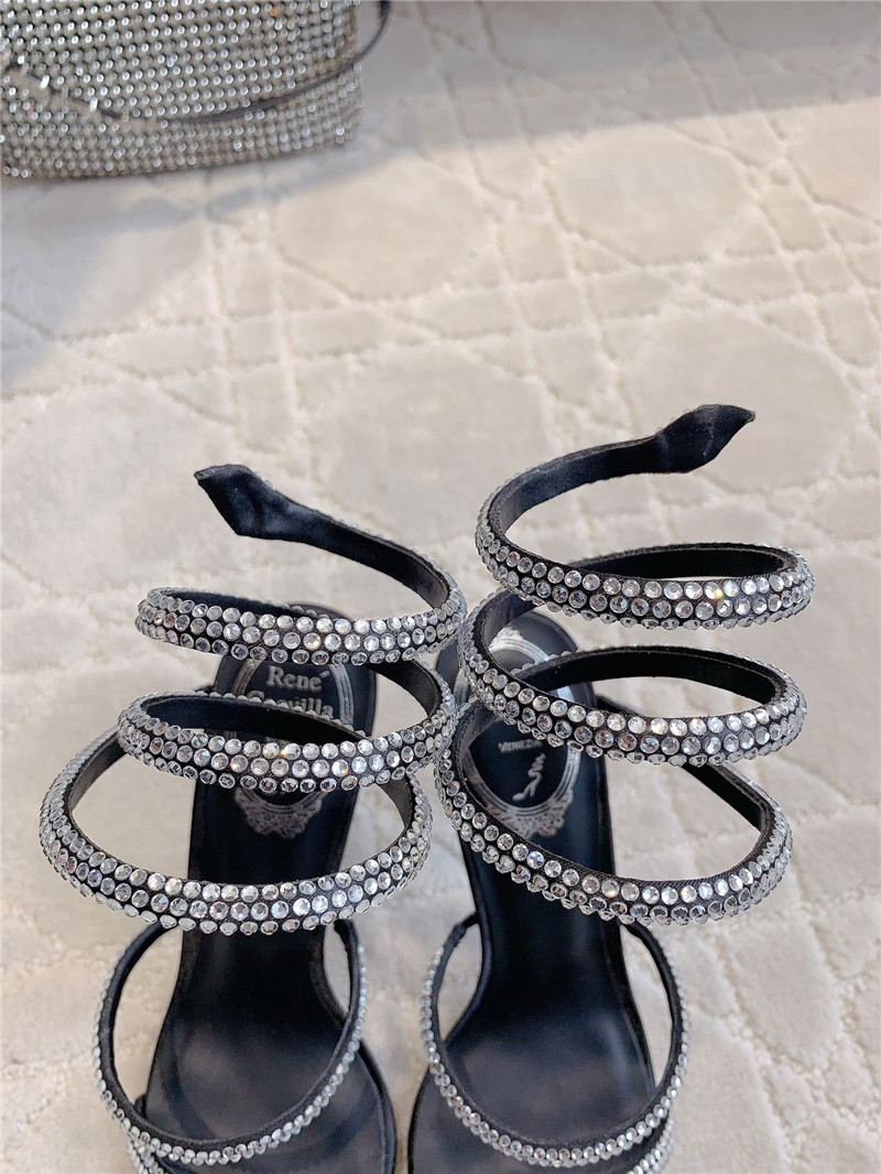 Rene Caovilla Jeweled Cleo Black Sandal 105