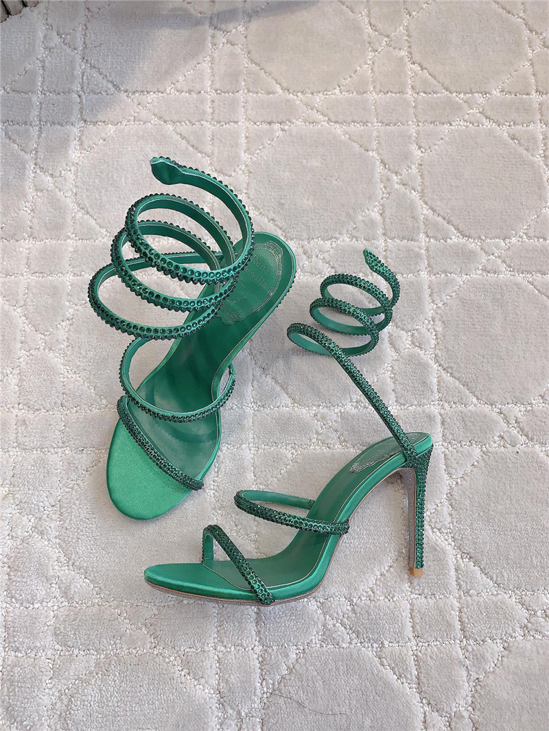 Rene Caovilla Jeweled Cleo Green Sandal 105