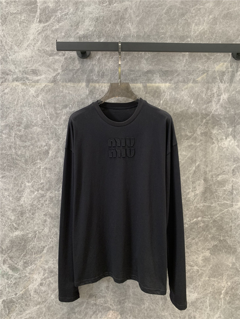M1um1u patch logo long sleeve t-shirt replica clothes