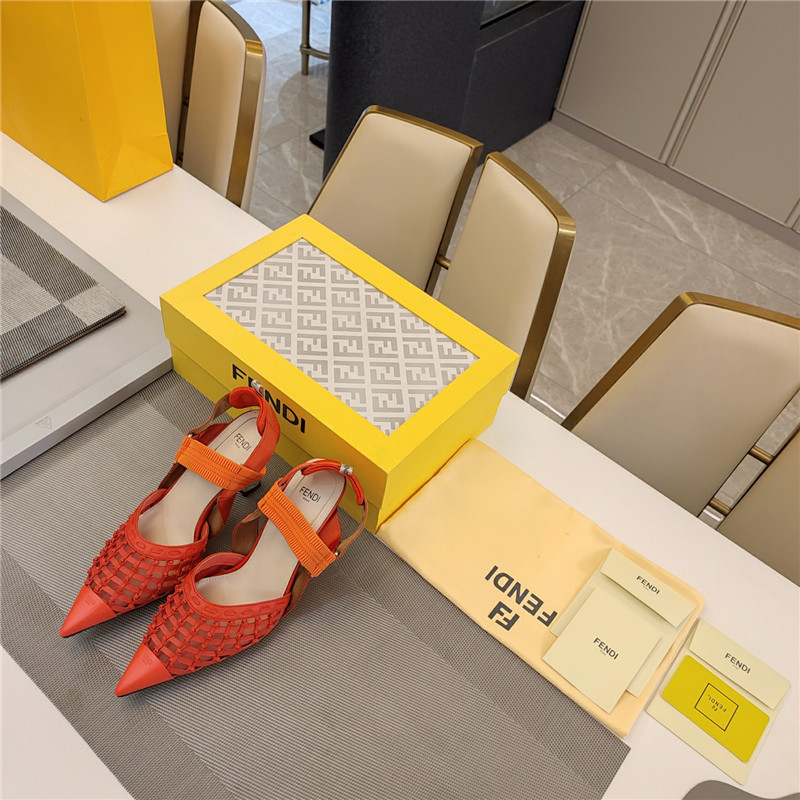 F**di mesh trim colibrì pumps in coral leather