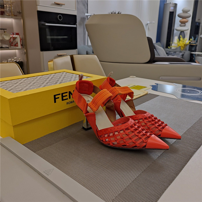F**di mesh trim colibrì pumps in coral leather