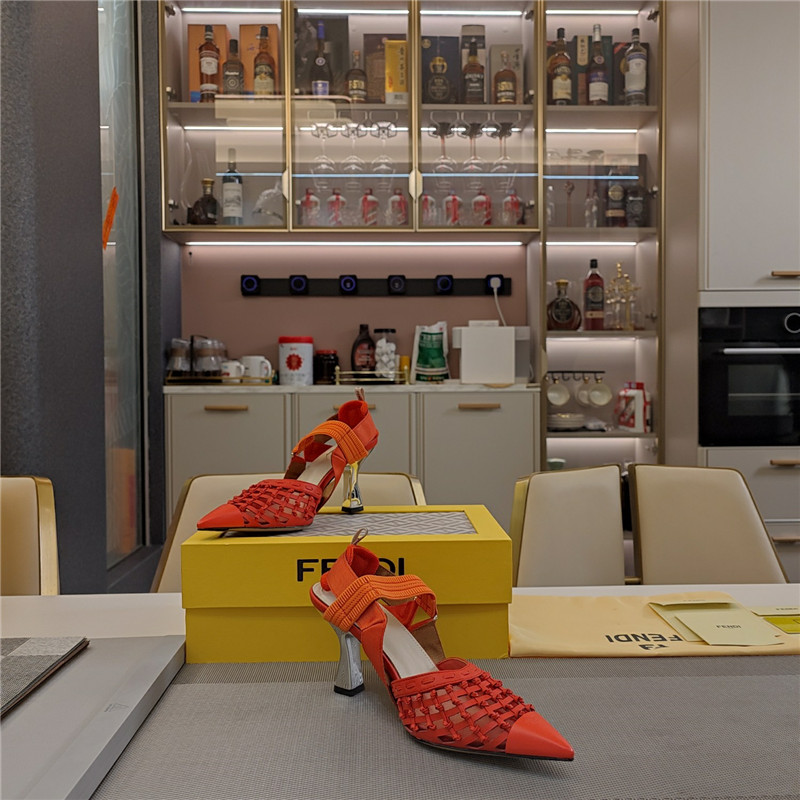 F**di mesh trim colibrì pumps in coral leather