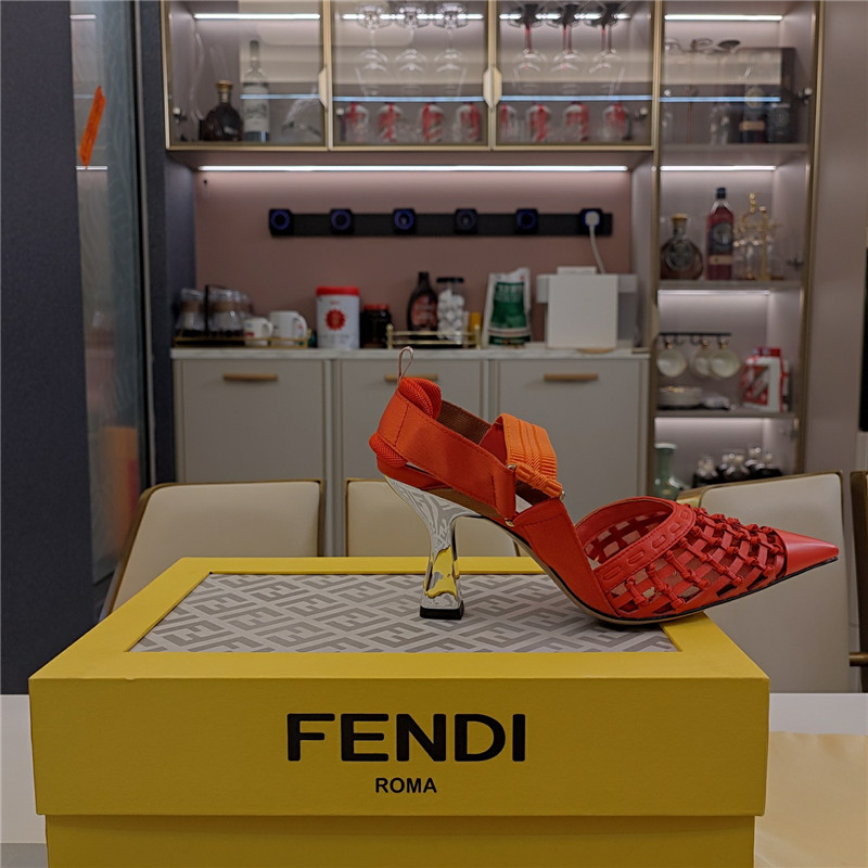 F**di mesh trim colibrì pumps in coral leather