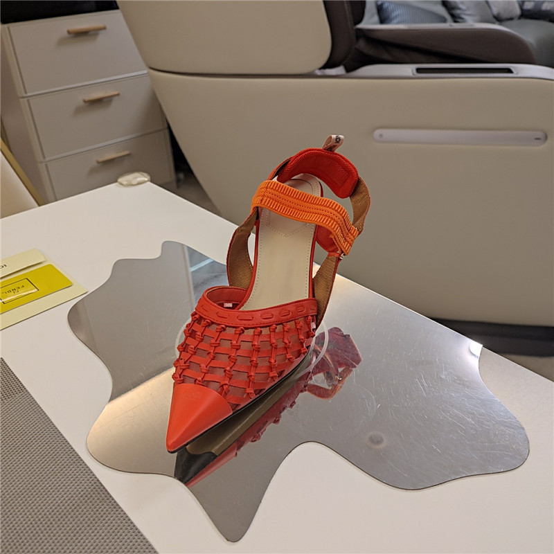 F**di mesh trim colibrì pumps in coral leather