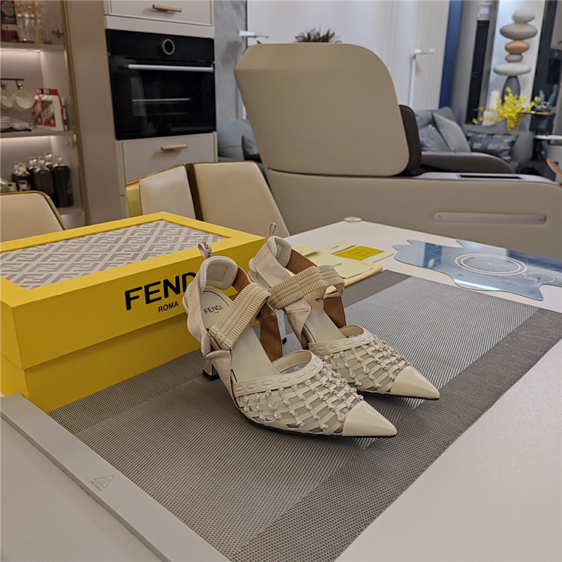 F**di mesh trim colibrì pumps in natural leather
