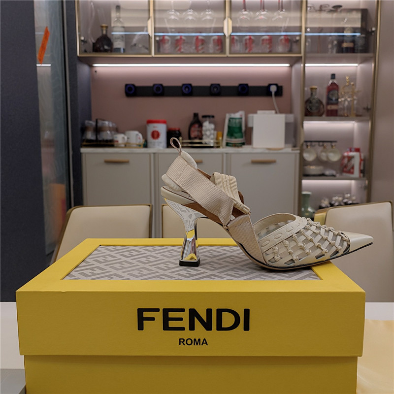 F**di mesh trim colibrì pumps in natural leather