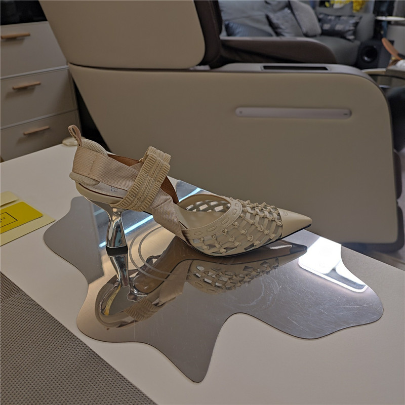 F**di mesh trim colibrì pumps in natural leather