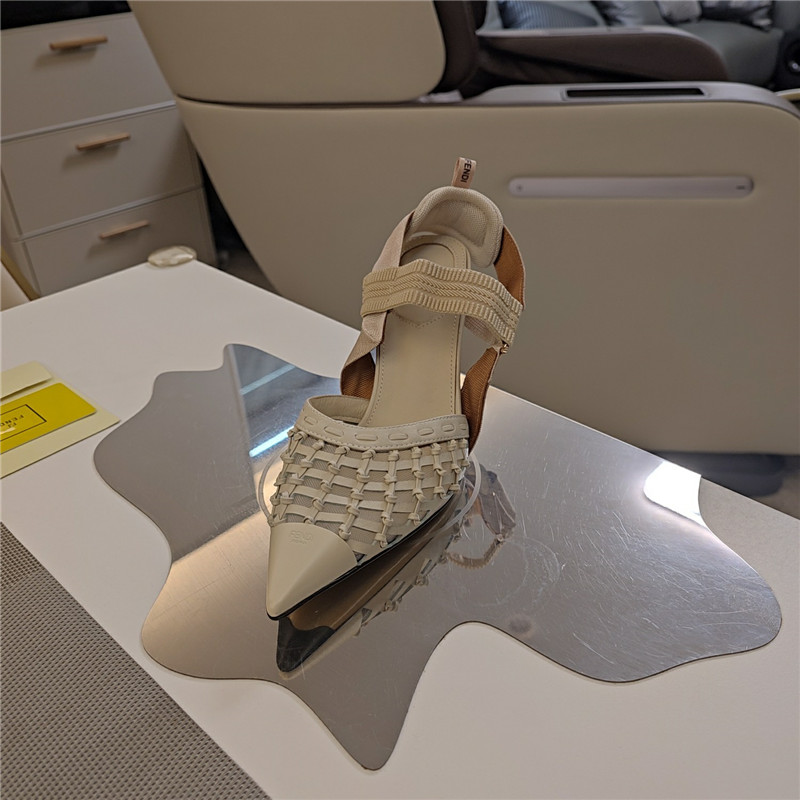 F**di mesh trim colibrì pumps in natural leather