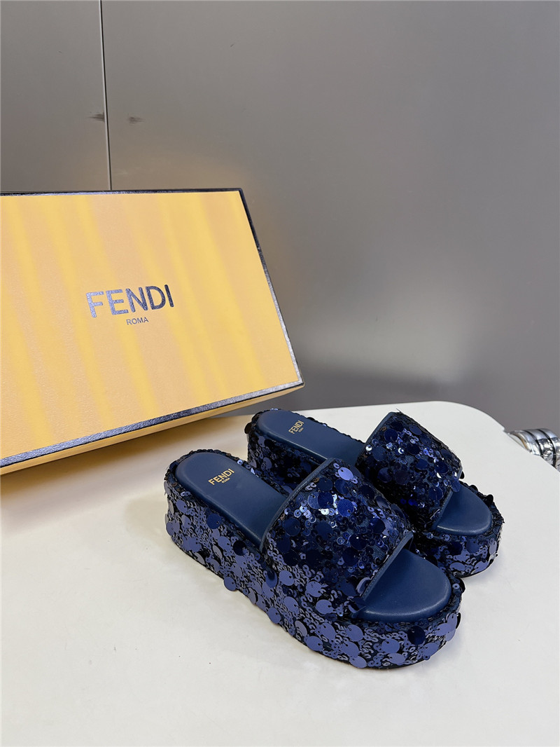 F**di navy glitter platform slides