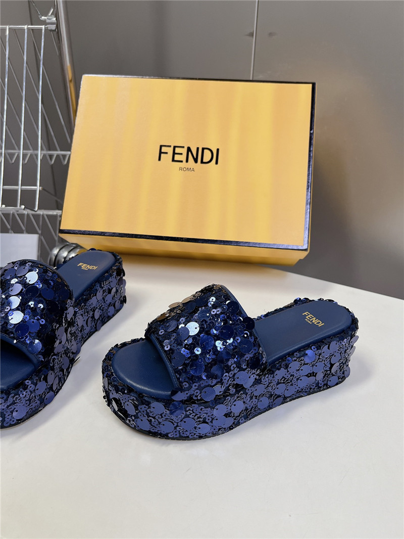F**di navy glitter platform slides