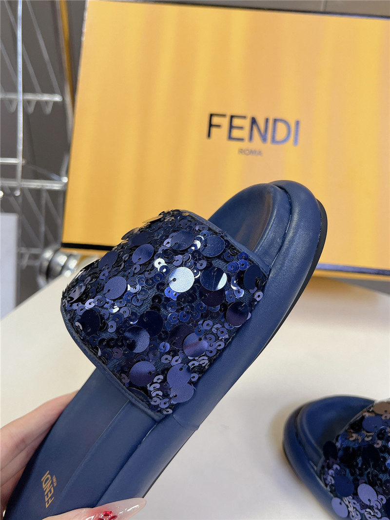 F**di navy glitter rubber sole slides