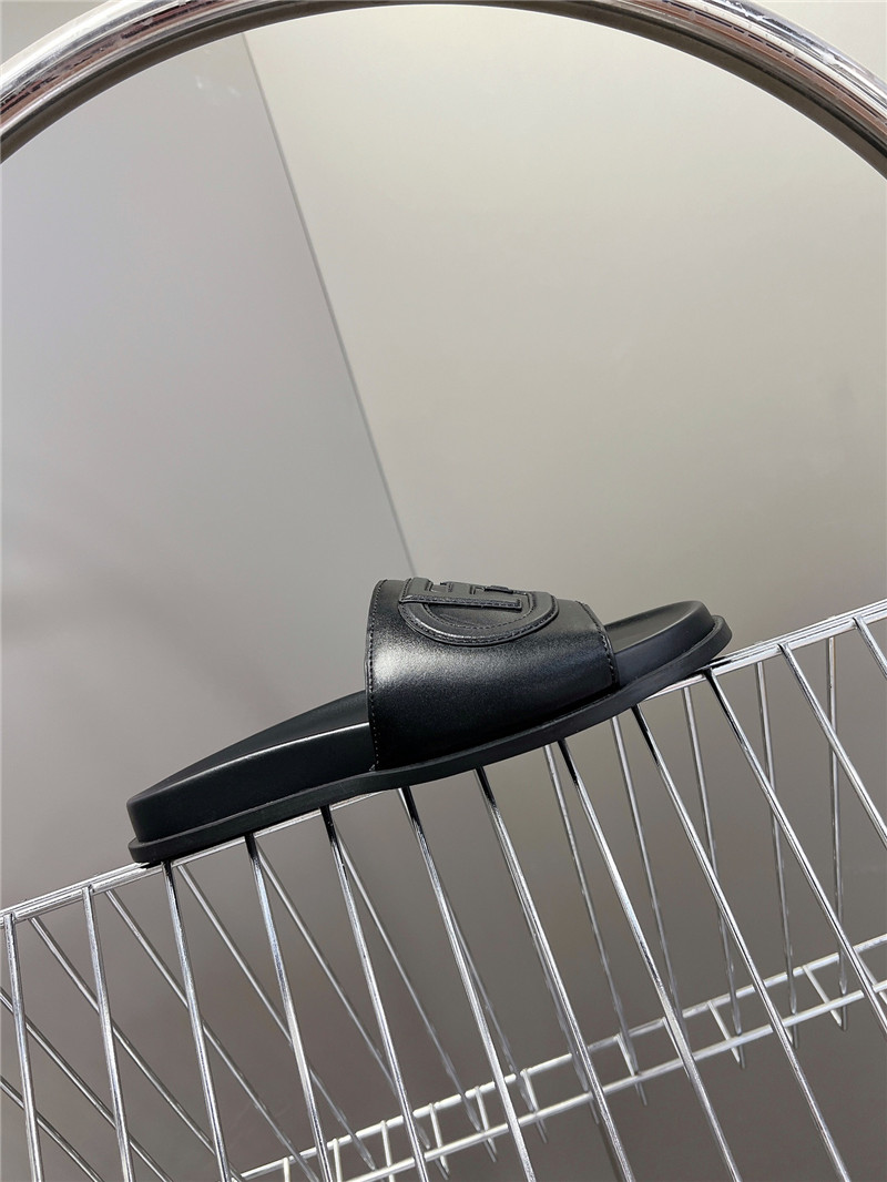 F**di ff baguette leather slides rubber black
