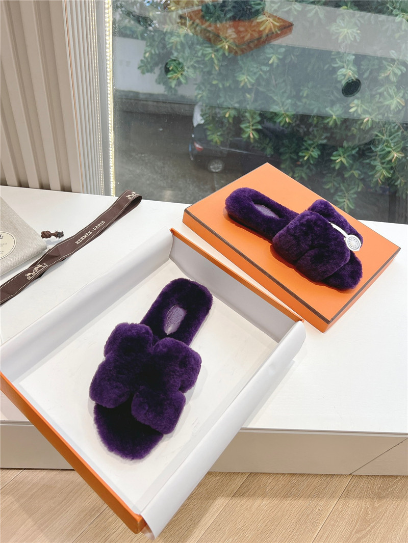 H**me5 shearling h cut-out izmir sandal purple