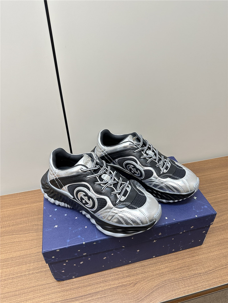 Gvc*1 interlocking g chunky sneakers black silver