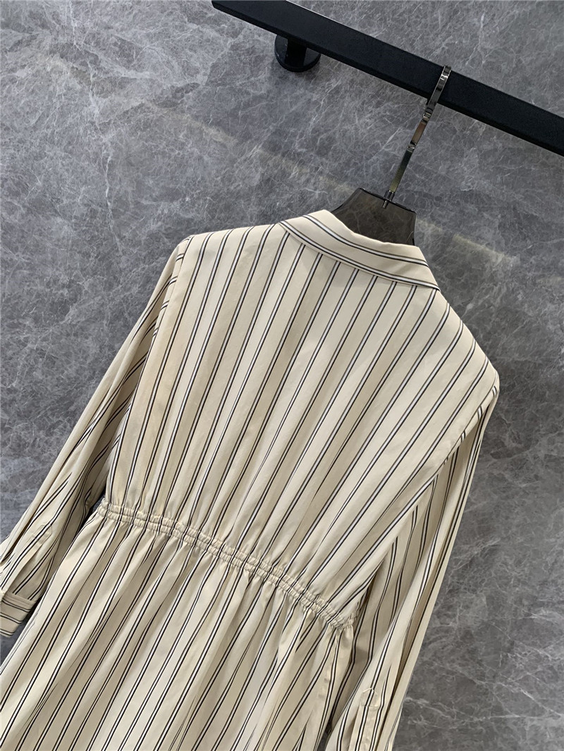 Pra*a striped multi-pocket mid-length shirt dress replicas clothes
