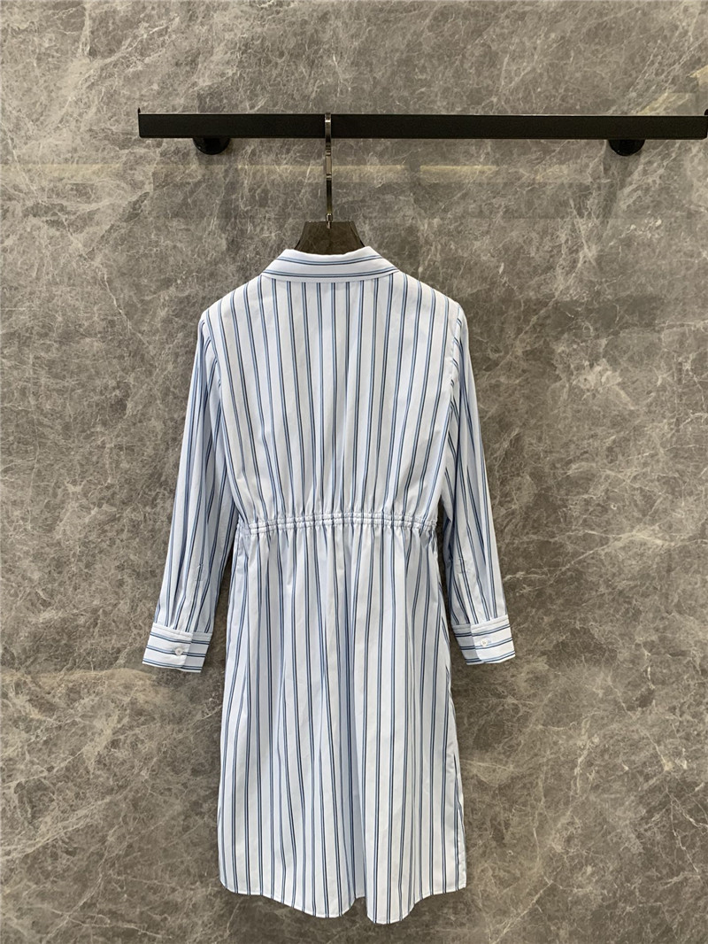 Pra*a striped multi-pocket mid-length shirt dress replicas clothes