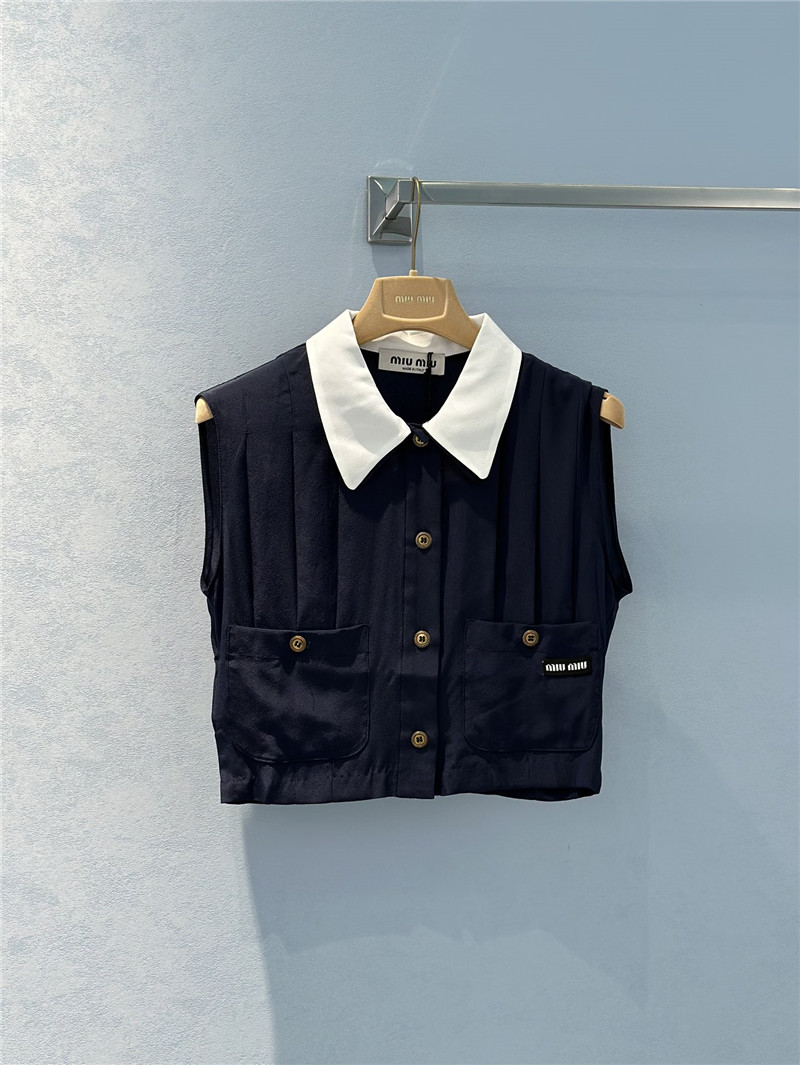 M1um1u lapel sleeveless vest top replica clothing sites