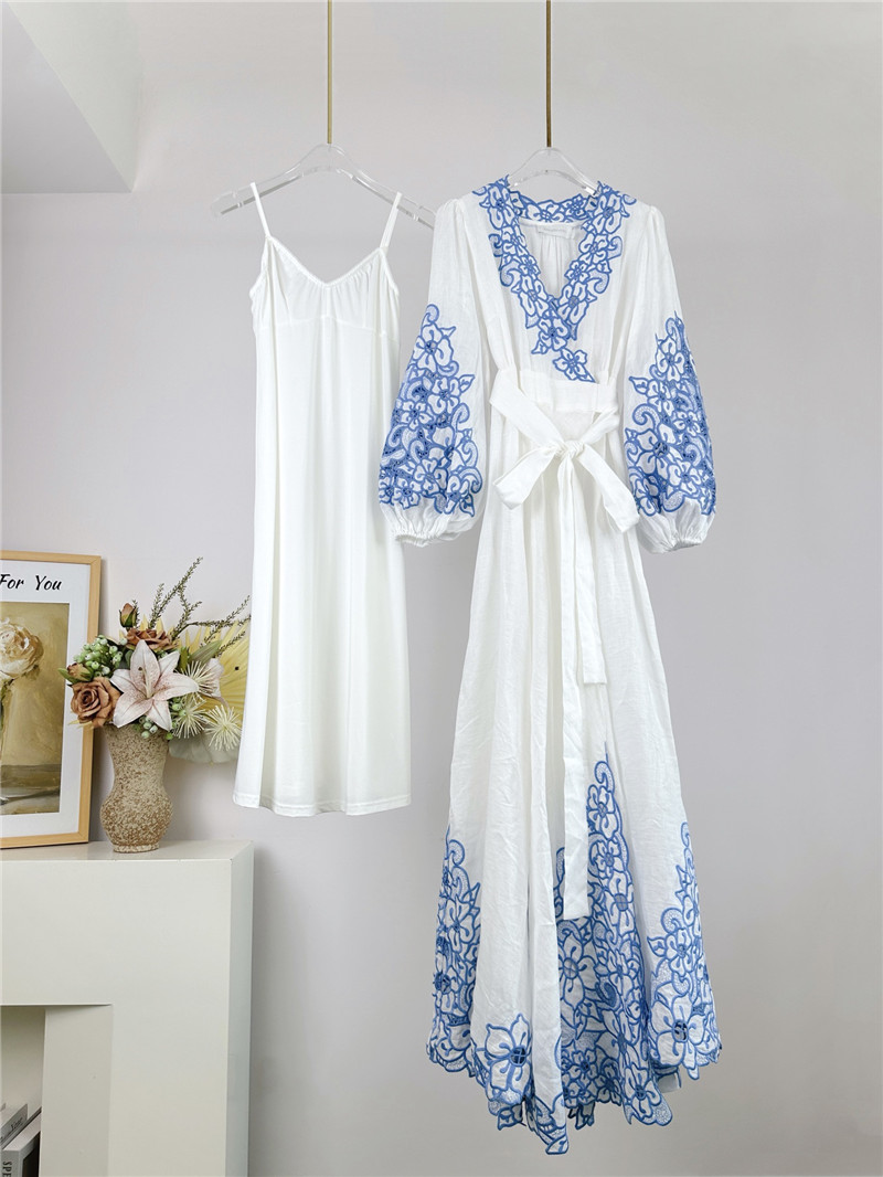 zimm embroidery detail long dress replica clothes