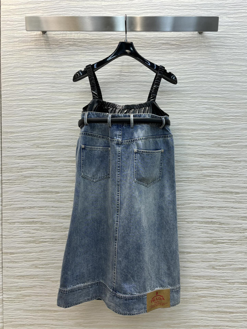 Pra*a fake two piece denim dress replica clothes