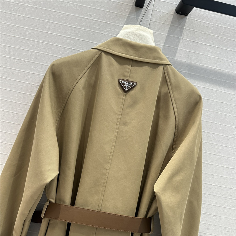 Pra*a waist long trench coat replica designer clothes