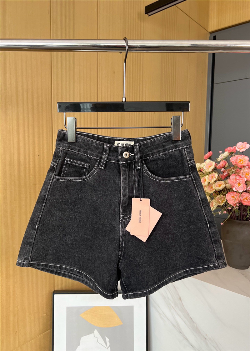 M1um1u black and grey denim shorts replica clothing sites