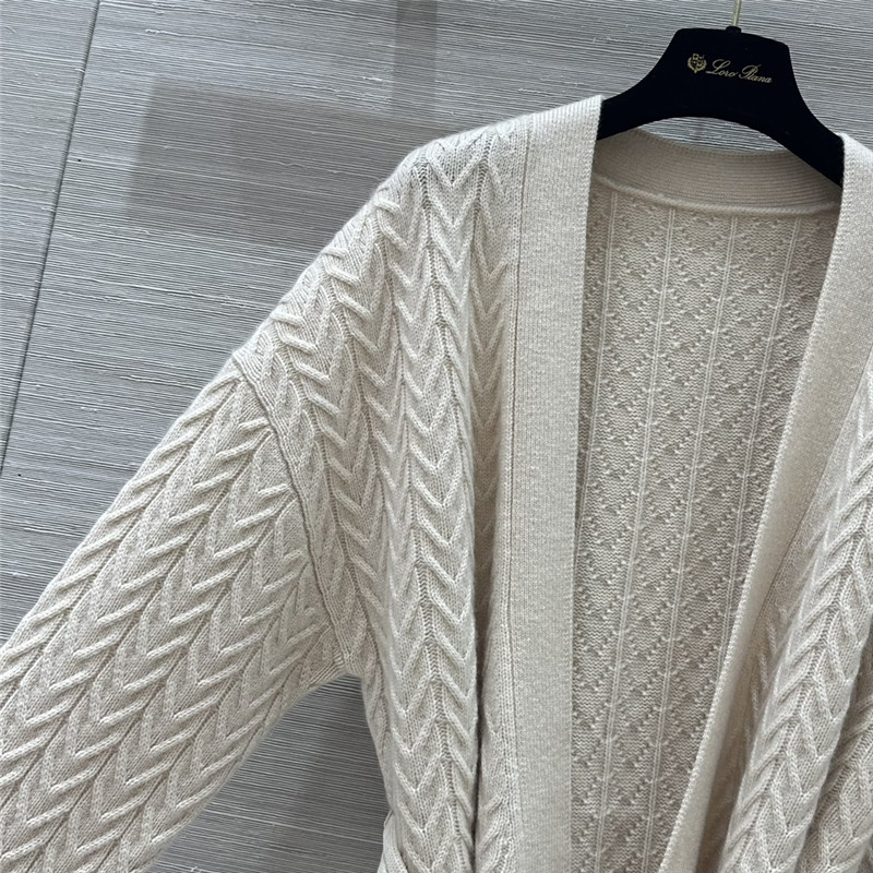 L0r0 P1ana pure cashmere curly tie coat replica clothes