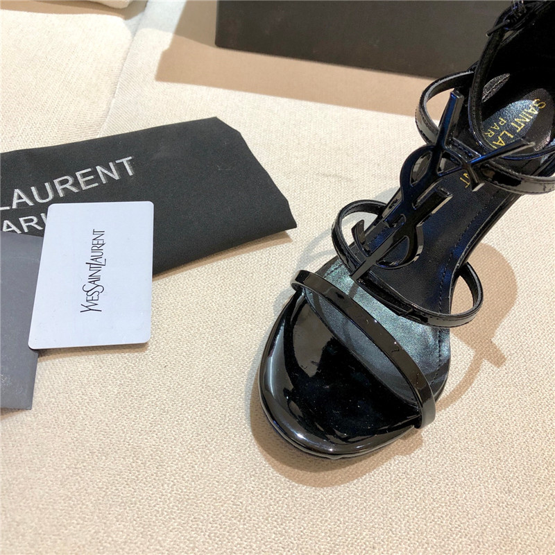 Sa1nt Lau*nt cassandra black patent heels sandals