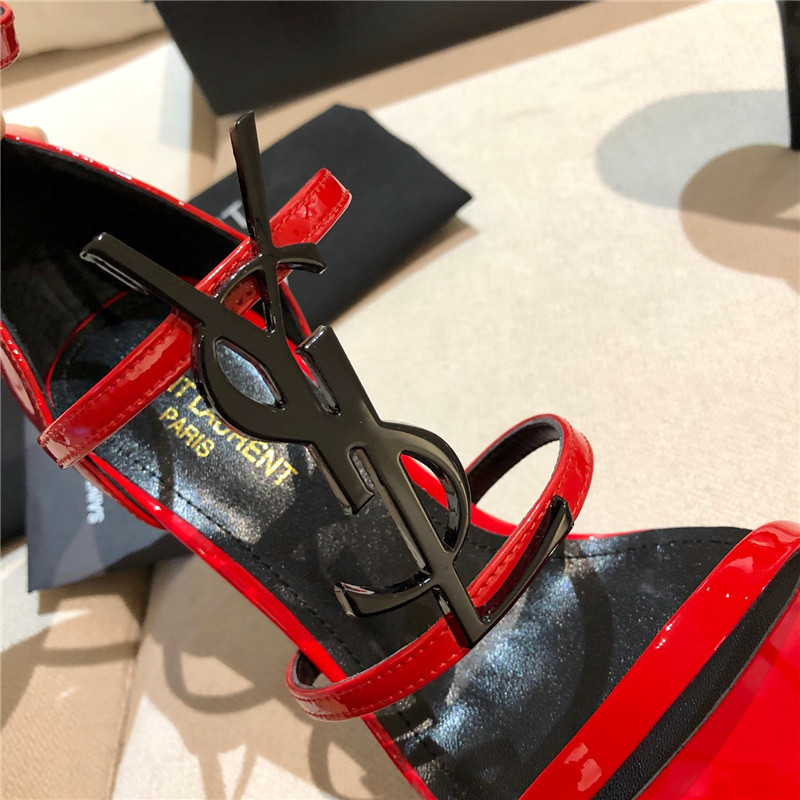 Sa1nt Lau*nt cassandra red patent heel sandals
