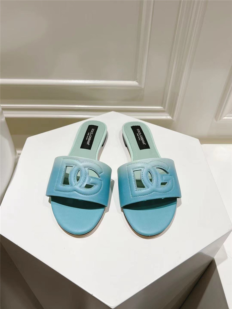 Dolce & Gabbana Blue Ombré-Print Calfskin Sliders