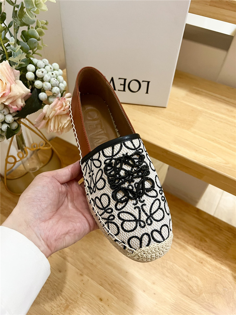 L0ew* anagram jacquard espadrilles black and white