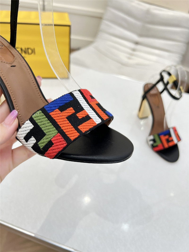 F**di delfina black ff fabric high-heeled sandals