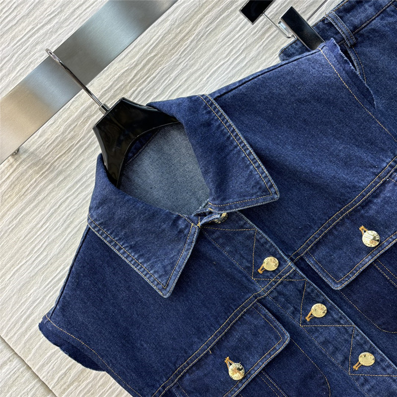 l0vis Vvtt0n lv topstitched vest denim suit replica clothes