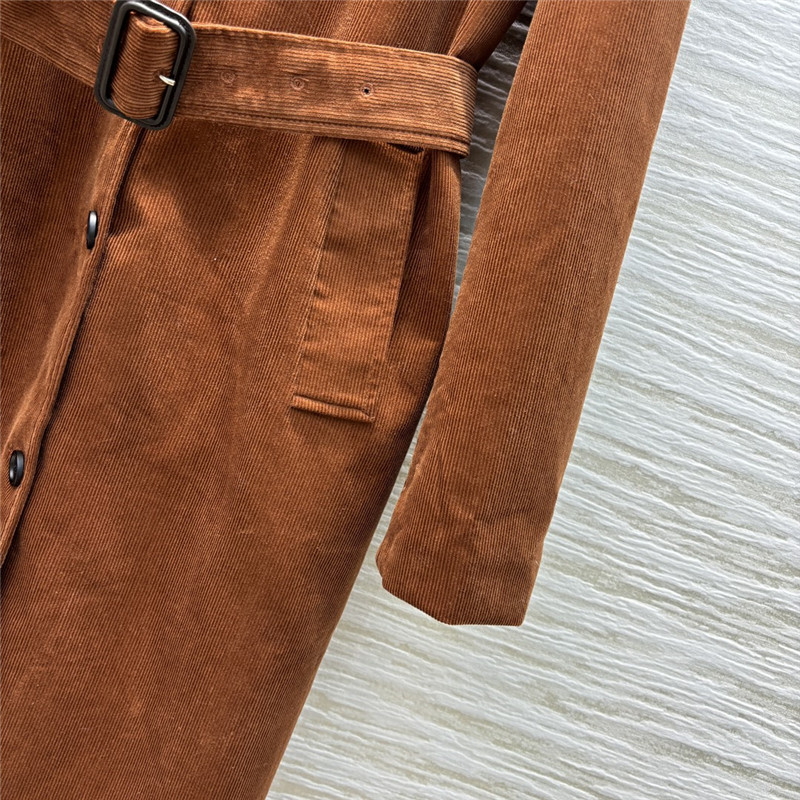 M1um1u corduroy lapel long coat replica d&g clothing