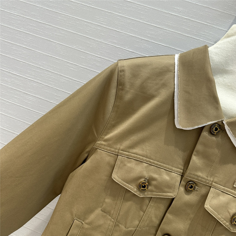 M1um1u khaki contrast lapel jacket replica clothes
