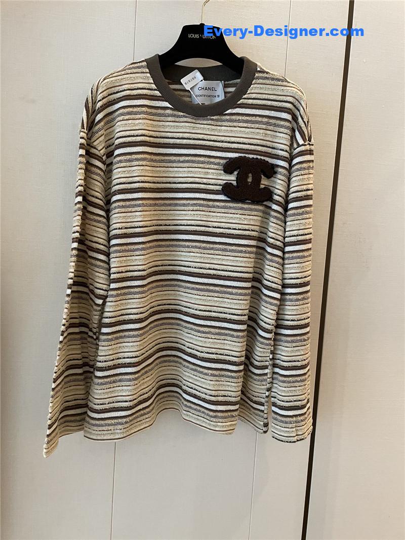 Ch**el round neck striped long sleeve replica designer clothes