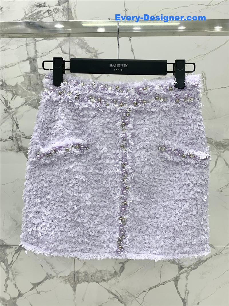 Balmain light purple woolen suit cheap replica designer clothes