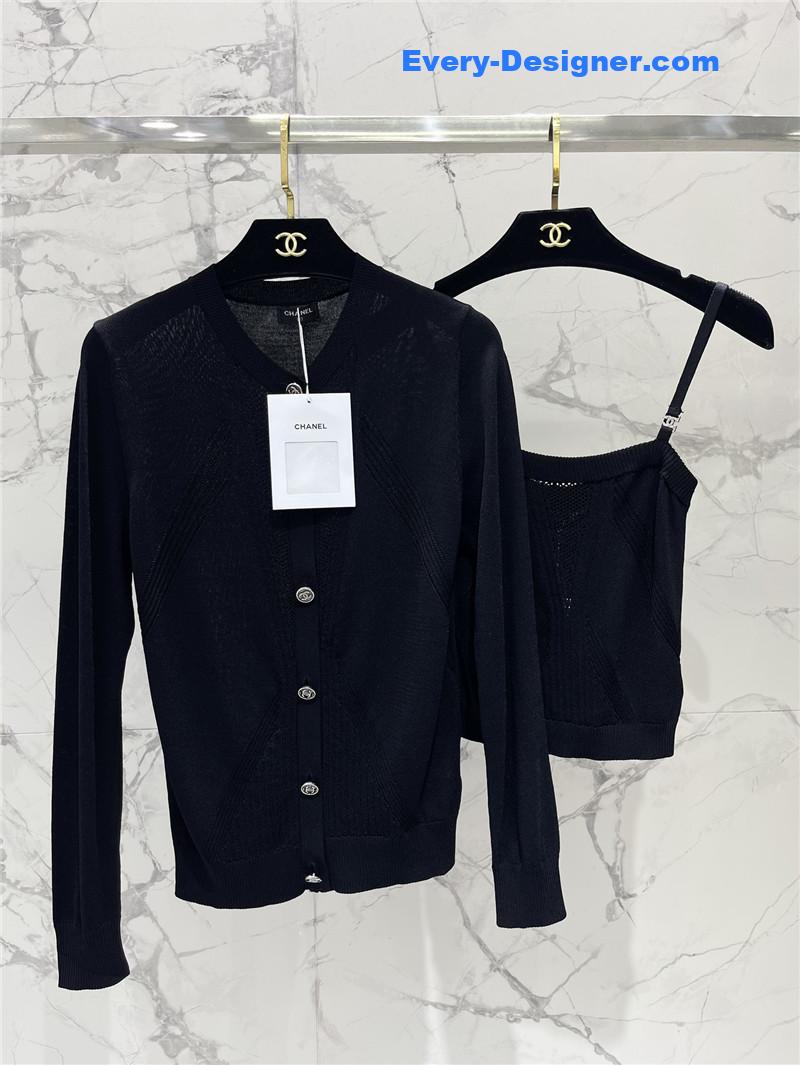 Ch**el hollow knit crew neck cardigan replica d&g clothing