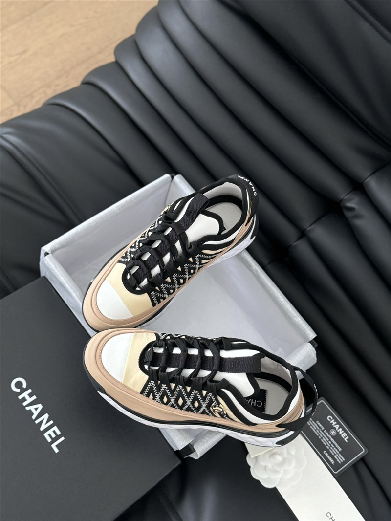 Ch**el logo suede calfskin sneakers in beige
